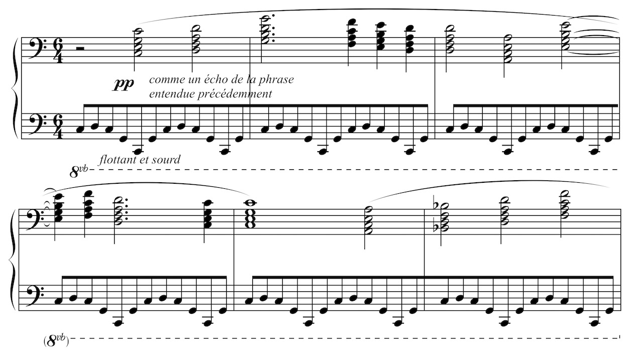 Cathedrale engloutie Orgelthema Echo, Takt 72 ff.