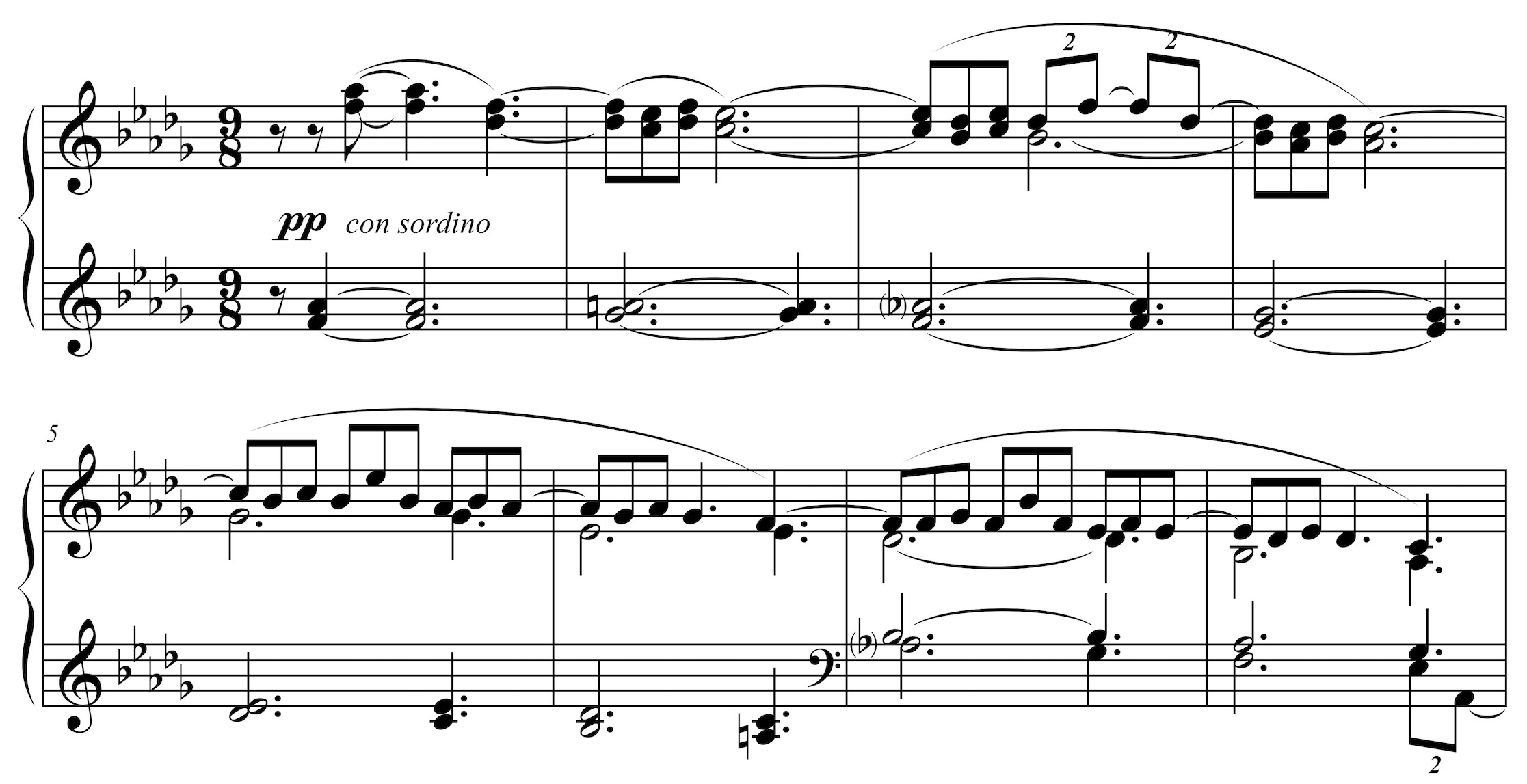 Clair de lune, 1. Thema, Takt 1-8