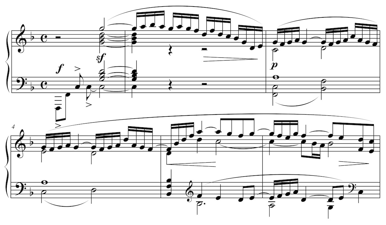 Prélude, 1. Thema, Takt 1-6