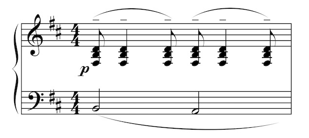 Romance, synkopischer Begleitrhythmus